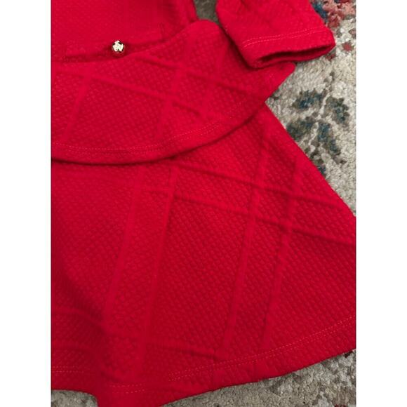 Janie and Jack Red Faux Fur Collar Jacquard Mini Dress Size 6-12 M - Picture 7 of 7